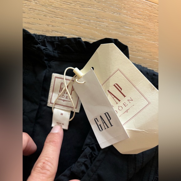 Gap x Doen Dress eyelet ruffle mini dress black sleeveless medium NEW baby doll - Picture 11 of 12